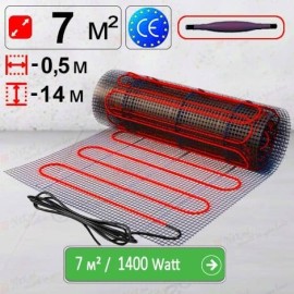 Mat de încălzire «Econom» 7 м² - 1400 W. Podea caldă electrică sub teracota.