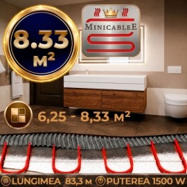 Под плитку или в стяжку «MinicableE» 83,3 м¹ - 1500 W - «от 6,25 м² до 8,33 м²» Под плитку или в стяжку «MinicableE» 83,3 м¹ - 1500 W - «от 6,25 м² до 8,33 м²»