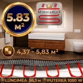Под плитку или в стяжку «MinicableE» 58,3 м¹ - 1050 W - «от 4,37 м² до 5,83 м²» Под плитку или в стяжку «MinicableE» 58,3 м¹ - 1050 W - «от 4,37 м² до 5,83 м²»