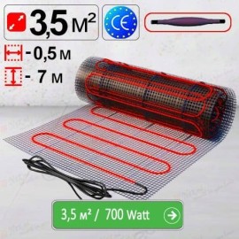 Mat de încălzire «Econom» 3,5 м² - 700 W. Podea caldă electrică sub teracota.