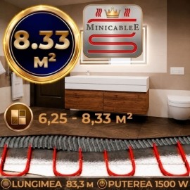 Под плитку или в стяжку «MinicableE» 83,3 м¹ - 1500 W - «от 6,25 м² до 8,33 м²» Под плитку или в стяжку «MinicableE» 83,3 м¹ - 1500 W - «от 6,25 м² до 8,33 м²»