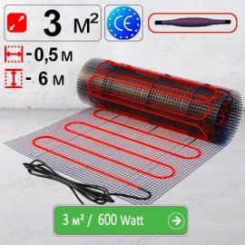 Mat de încălzire «Econom» 3 м² - 600 W. Podea caldă electrică sub teracota.