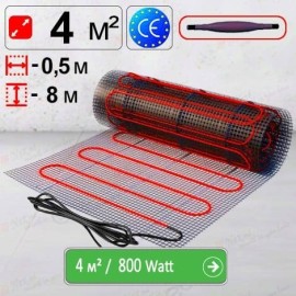 Mat de încălzire «Econom» 4 м² - 800 W. Podea caldă electrică sub teracota.