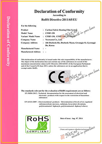Certificat CE european pentru produsele NexWarm