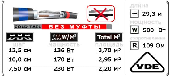 Нагревательный кабель C&F Technics 500 Ватт