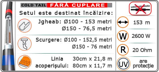 Cablu MHCX17-2600Wǀ153 m¹ Rezistiv + Protecție UV + Ecran.