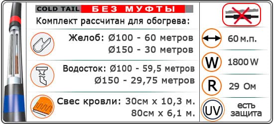 Кабель MHCX30-1800Wǀ60,0 м¹ Резистив. + УФ-защ. + Экран.