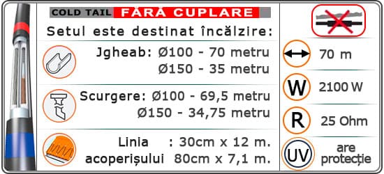 Cablu MHCX30-2100Wǀ70,0 m¹ Rezistiv + Protecție UV + Ecran.