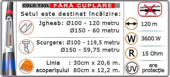 Cablu MHCX30-3600Wǀ120,0 m¹ Rezistiv + Protecție UV + Ecran.