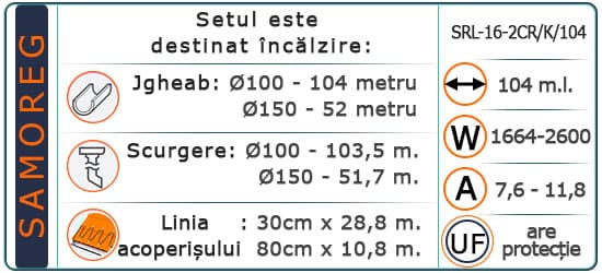 Cablu Autoreglabil cu protecție UV. Shielded SRL-16-2CR/K/104