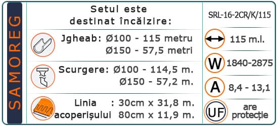 Cablu Autoreglabil cu protecție UV. Shielded SRL-16-2CR/K/115