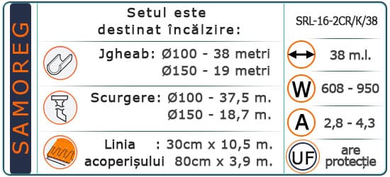 Cablu Autoreglabil cu protecție UV. Shielded SRL-16-2CR/K/38