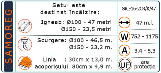 Cablu Autoreglabil cu protecție UV. Shielded SRL-16-2CR/K/47