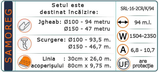 Cablu Autoreglabil cu protecție UV. Shielded SRL-16-2CR/K/94