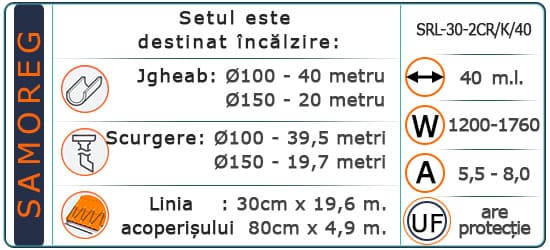 Cablu Autoreglabil cu protecție UV. Shielded SRL-30-2CR/К/40