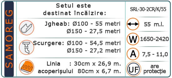 Cablu Autoreglabil cu protecție UV. Shielded SRL-30-2CR/К/55