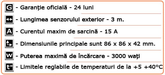 Caracteristici tehnice Controler de temperatură programabil ”Black Perfect WiFi”