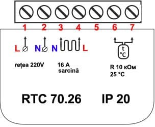 Schema de conectare a termostatului Rtc 70