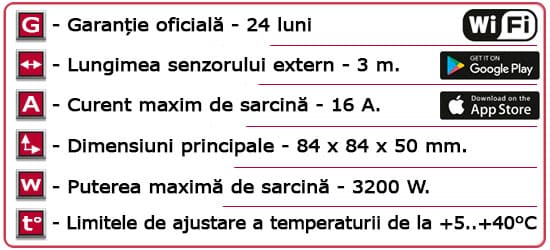 Caracteristici tehnice Controler de temperatură programabil ”Etalon-WiFi”