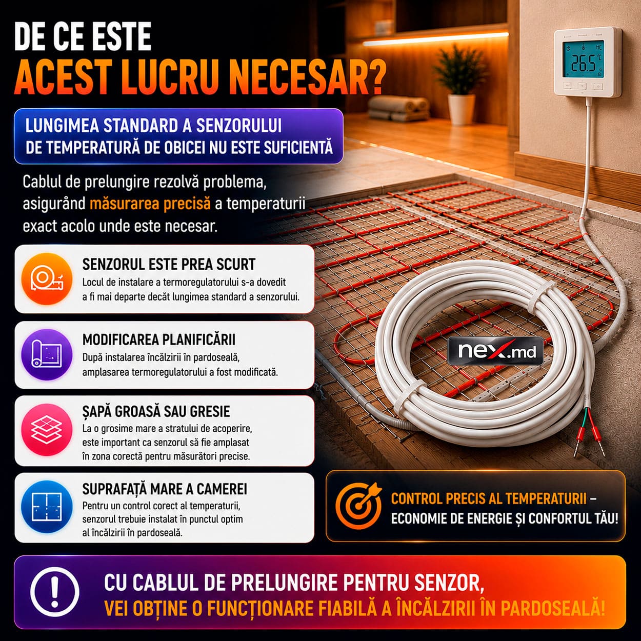 De ce trebuie să cumpăr un cablu prelungitor pentru senzor?