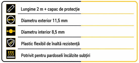 Specificații tehnice ale tubului de montare pentru senzorul de temperatură extern pentru montare uscată