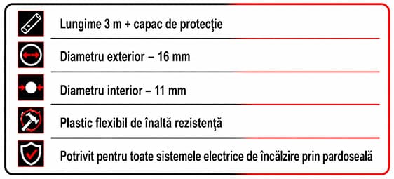 Specificații tehnice ale tubului de montare pentru senzorul de temperatură extern pentru montare uscată
