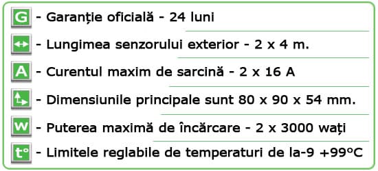 Caracteristici tehnice Termoregulator ”Terneo k2”