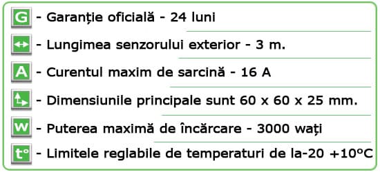 Caracteristici tehnice Termoregulator ”Terneo KT”
