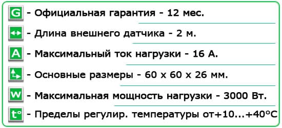Технические характеристики Терморегулятор Terneo RTP ””