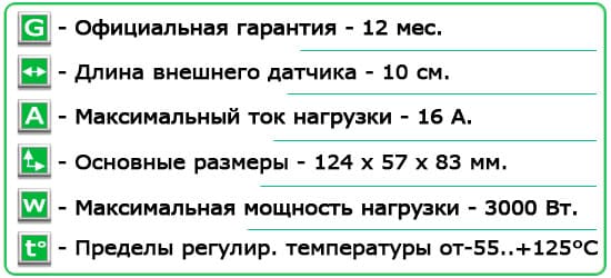 Технические характеристики Терморегулятор Terneo RZ ””