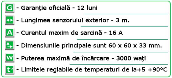 Caracteristici tehnice Termoregulator ”Terneo SEN”