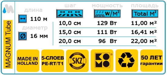 110 метров трубы Magnum PE-RT-16x2 для водяного теплого пола